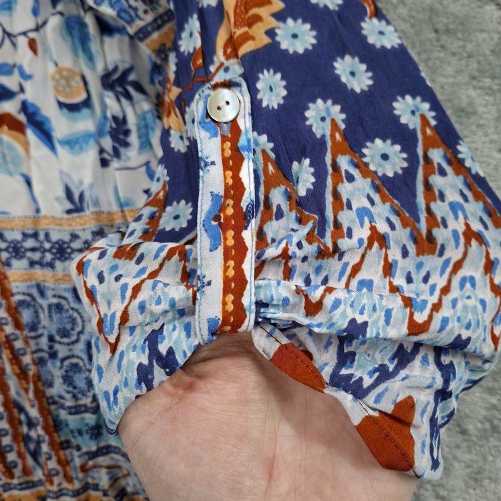 Kyla Seo Dress Womens XXL 2X Blue Embroidered Shirt Dress Boho Western - Picture 8 of 11